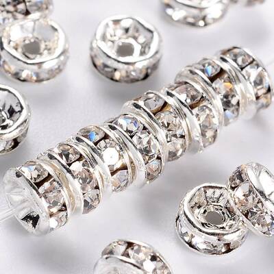 Brass Rhinestone Spacer Beads
