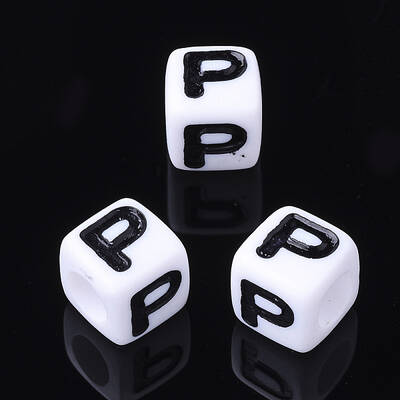 Acrylic Horizontal Hole Letter Beads