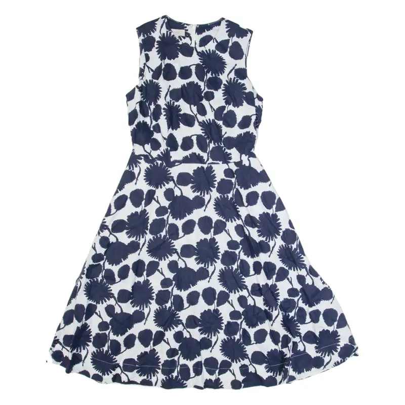 PHASE EIGHT Womens A-Line Dress White Floral Sleeveless Midi S