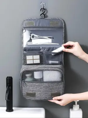 Multi-grid Toiletry Bag, Multifunctional Large Capacity Travel Toiletry Organizer, Zipper Toiletry Organizer Pouch for Home, ...