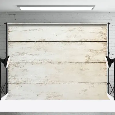 Biege Vintage Horizontal Stripe Wood Photo Backdrop