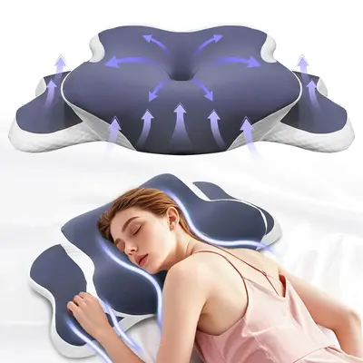 Memory Foam Soft Neck Pillow, 1 Count Neck Support Pillow, Sleeping Pillow for Side & Back Sleepers, Sleep Aids, Bedding Supp...