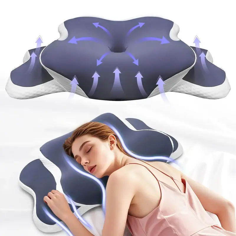 Memory Foam Soft Neck Pillow, 1 Count Neck Support Pillow, Sleeping Pillow for Side & Back Sleepers, Sleep Aids, Bedding Supp...