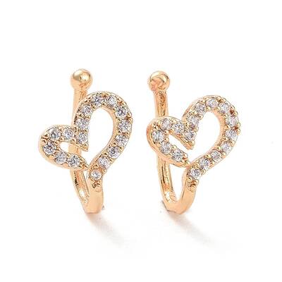 Clear Cubic Zirconia Heart Cuff Earrings