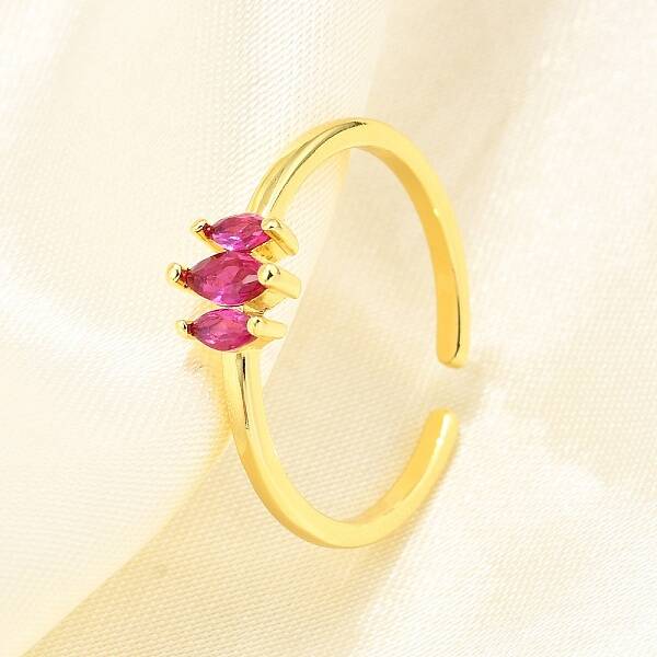 Brass Micro Pave Cubic Zirconia Cuff Rings for Women