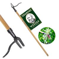 Grampa's Weeder - The Original Stand Up Weed Puller Tool with Long Handle - Made with Real Bamboo & 4-Claw Steel Head Design ...