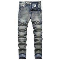 JUNBAOSS Men's Biker Zipper Deco Jeans, Mens Slim Fit Stretch Jeans Ripped Skinny Jeans for Men, Casual Fashion Straight Leg ...
