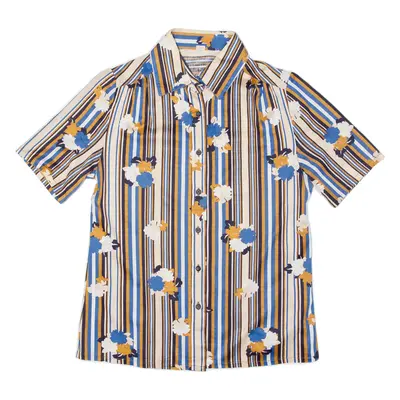 Floral Womens Shirt Beige Striped S