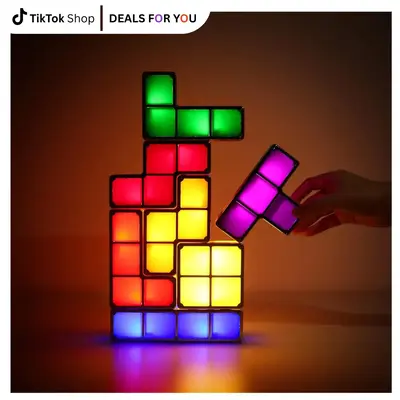 DIY Tetris Puzzle Night Light - Stackable Lamp - Novelty Desk Lamp Induction Interlocking Desk Lamp - Multi-Color Blocks