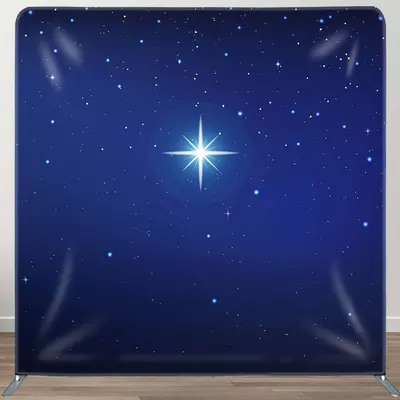 Night Holy Star Light Xmas Tension Fabric Backdrop - Aperturee