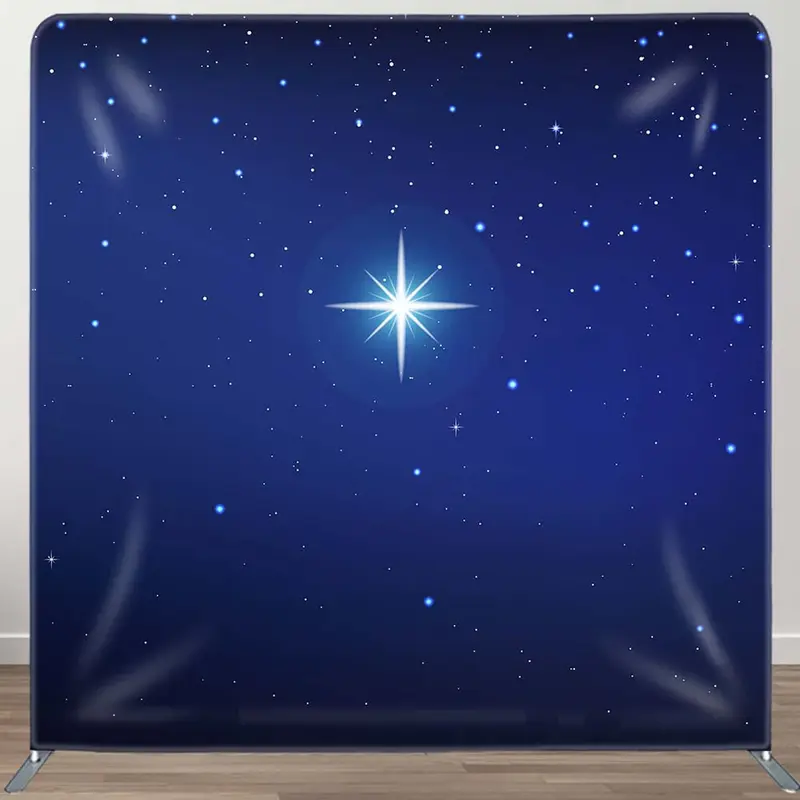 Night Holy Star Light Xmas Tension Fabric Backdrop - Aperturee