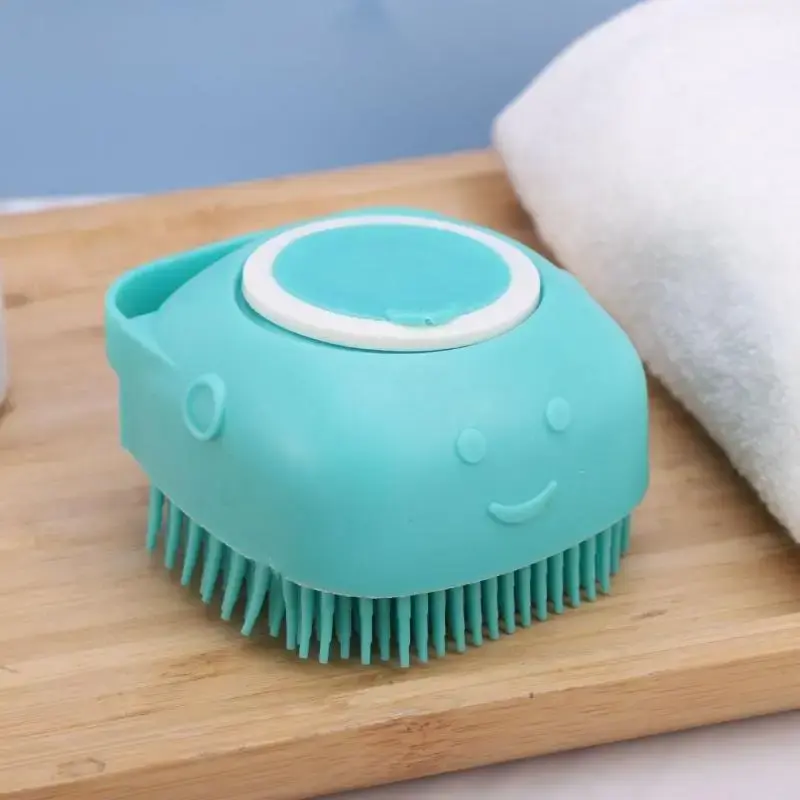 Silicone Bath Brush with Shampoo Dispenser for Pets, Pet Bath Soap Dispenser Massaging Brush with Soft Bristles for Dogs and ...