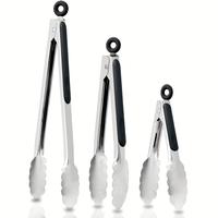 Stainless Steel Kitchen Tongs Set, 3 Counts/set Multipurpose Heat Resistant Food Tongs with Locking Design, Non-slip Cooking ...