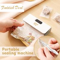 Portable sealing machine, suitable for sealing of snacks, coffee and pet food packaging, bag cutter, rechargeable, compact fo...