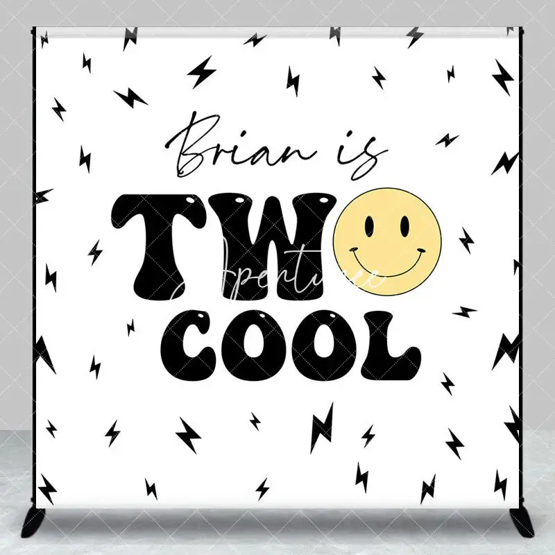 Aperturee Lightning Print Two Cool Custom Name Birthday Backdrop, 3X3FT(1X1M), 15 USD, custom birthday backdrops, DZXQ1X85-O