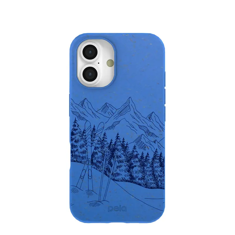 Electric Blue Backcountry Ski iPhone 16 Case