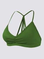 Women's Solid Cross Back Sports Bra, Casual Comfortable Breathable Padded Wireless Sports Bra, Ladies Sportswear for Gym Yoga...