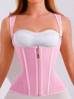 Women's Solid Color Corset Waist Shaping Top, High Stretch Support Zipper Shaper, Waistband, Waist Trainers, Tummy Control S...
