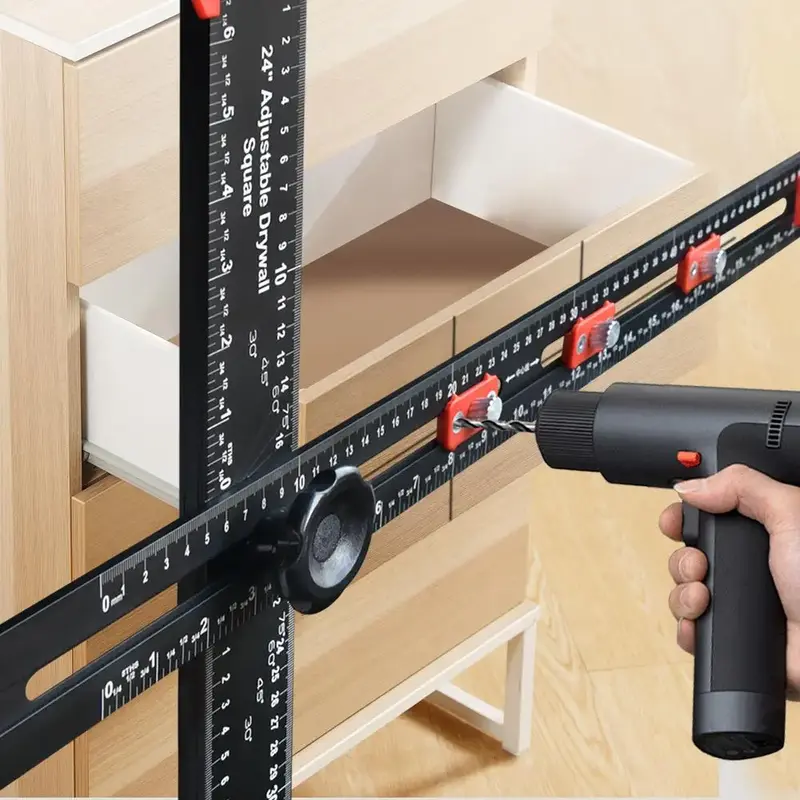 2 in 1 Woodworking Hole Positioning Ruler Tool, Multifunctional T-type Ruler, Combination Angle Ruler, Double-way Angle Posi...