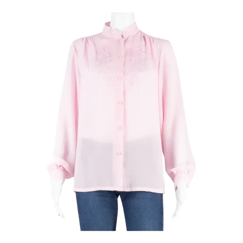 Womens Blouse Pink High Neck Long Sleeve M