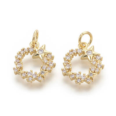 Brass Micro Pave Cubic Zirconia Charms