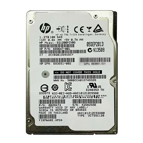 693647-001 HP 1.2TB 6Gb/s SAS 10000 2.5-inch Hard Drive