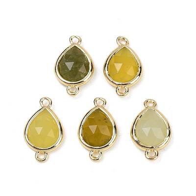 Natural Korean Jade Faceted Connector Charms