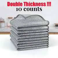 10-Pack Heavy Duty Dish Cloths - Non-Scratch Copper Wire Scrubbers for Pans, Sinks & Stubborn Grease | Reusable Dishwashing P...
