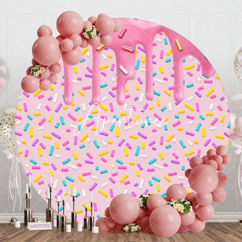 Colorful Candy Cream Round Backdrop For Birthday - Aperturee