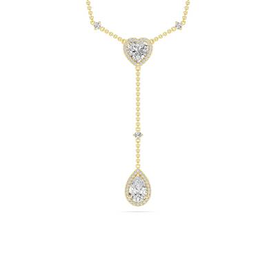 Cascading Hearts Lab Grown Lariat Diamond Necklace | 14K Yellow Gold 2 1/3 ct.tw.