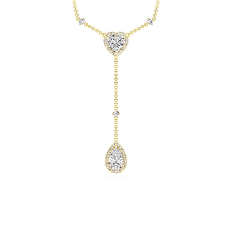 Cascading Hearts Lab Grown Lariat Diamond Necklace | 14K Yellow Gold 2 1/3 ct.tw.