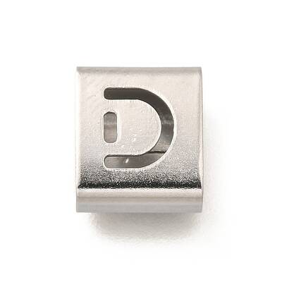 Letter Style 304 Stainless Steel Square Slide Charms