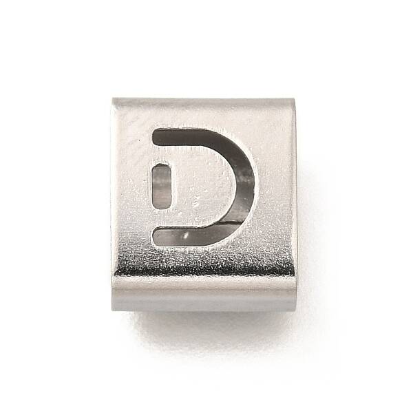 Letter Style 304 Stainless Steel Square Slide Charms
