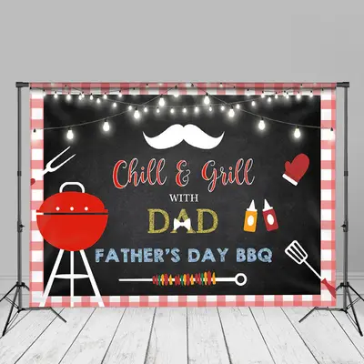 Chill And Grill Fathers Day Backdrop For Bbq Party - Aperturee