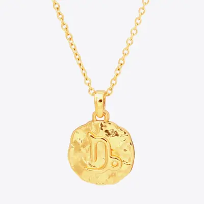 18K Gold Star Sign Zodiac Constellation Pendant Necklace - Circle