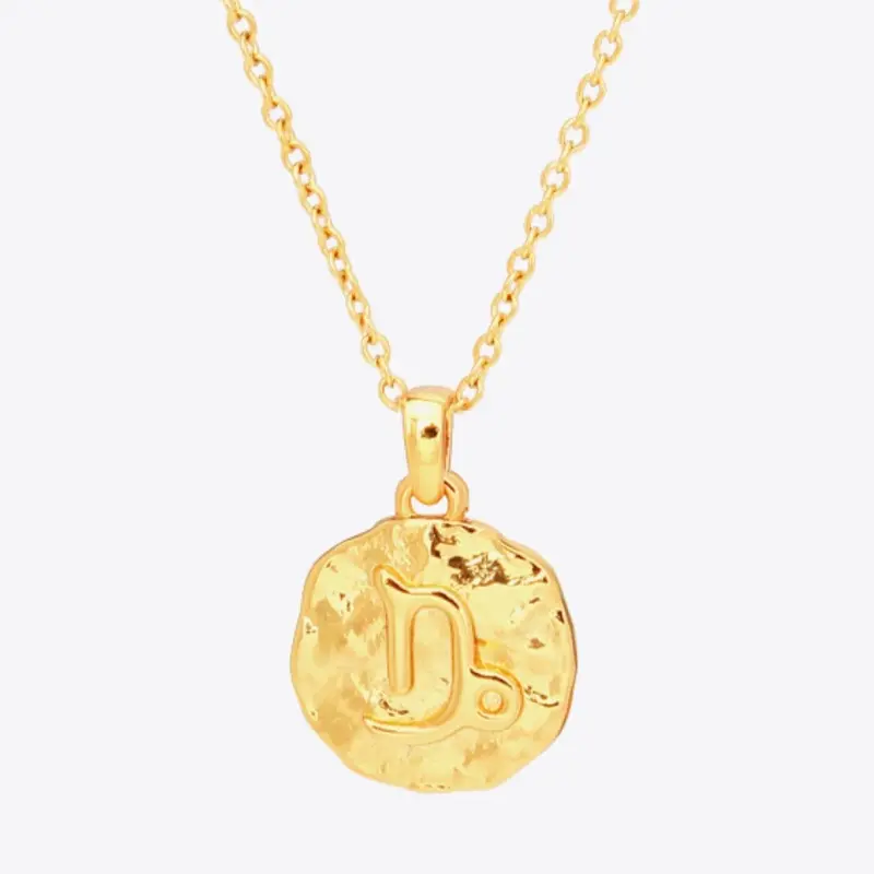 18K Gold Star Sign Zodiac Constellation Pendant Necklace - Circle