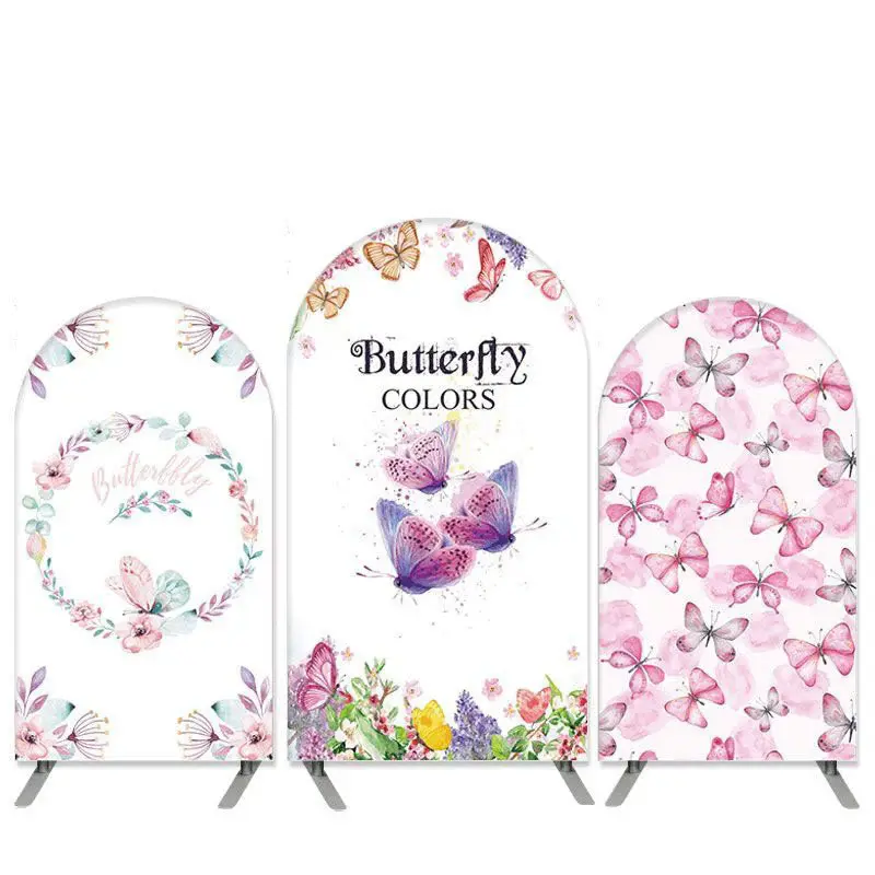 Aperturee Boho Theme Pink Floral And Butterfly Arch Backdrop Kit | Circle Arch Backdrop Diy | Diy Round Arch Backdrop | Round...