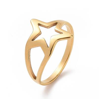 Ion Plating(IP) 201 Stainless Steel Star Finger Ring