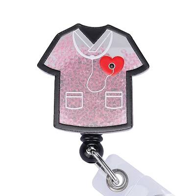 Rhinestone Quicksand Effect Acrylic & ABS Plastic Badge Reel