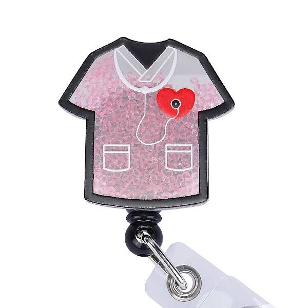 Rhinestone Quicksand Effect Acrylic & ABS Plastic Badge Reel