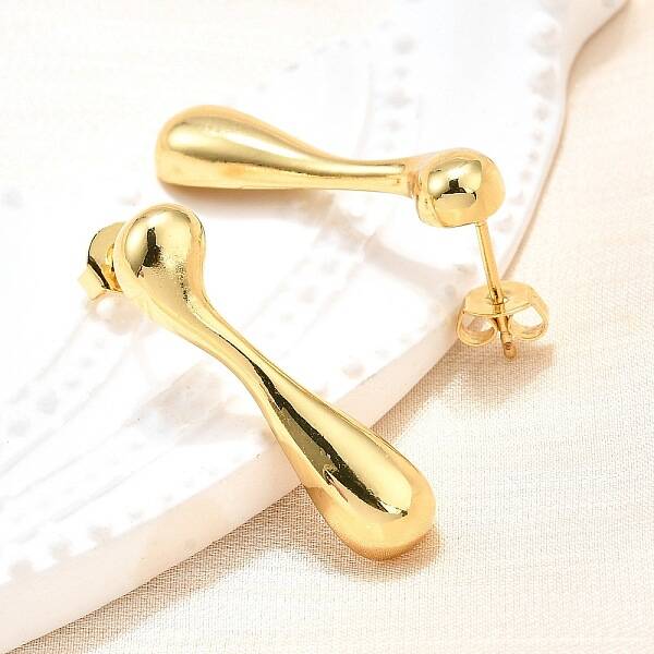 Rack Plating Brass Teardrop Stud Earrings for Women