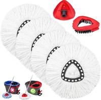 4 Pack Spin Mop Head with Scrub Brush For O-Cedar EasyWring 1 Tank System Microfiber Mop Refills - Replacement Cleaning Washa...