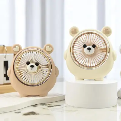Portable Bear Design Mini Fan, 1 Count USB Rechargeable Handheld Fan, 3-speed Wind Adjustment Fan, Desktop Fan for Home Offic...