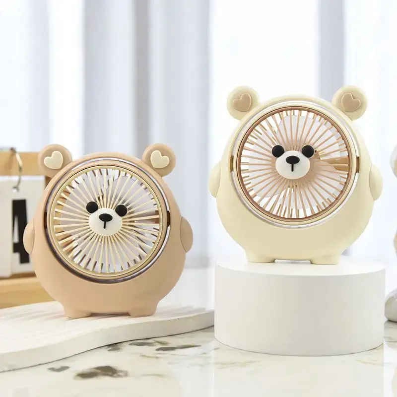 Portable Bear Design Mini Fan, 1 Count USB Rechargeable Handheld Fan, 3-speed Wind Adjustment Fan, Desktop Fan for Home Offic...