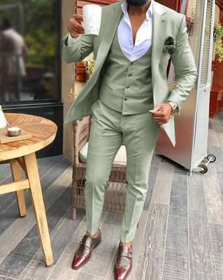 Men Sage Light Green Suit