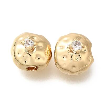 Brass Micro Pave Cubic Zirconia Beads