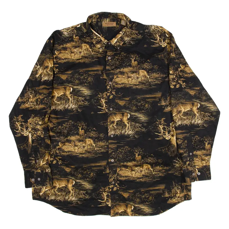 MORGAN CREEK OUTFITTERS Mens Shirt Brown Animal Print Long Sleeve 2XL