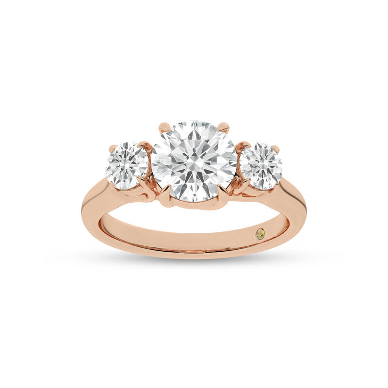 Quintessential Three Stone Round Lab Grown Diamond Engagement Ring | 18K Rose Gold 3 1/4 CT. TW.