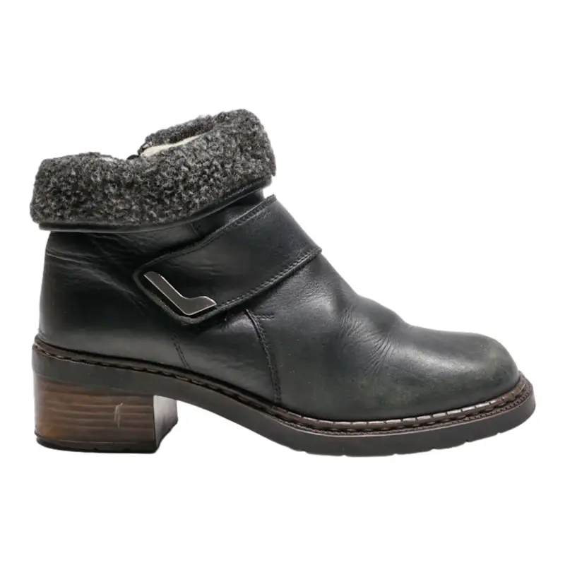 RIEKER Ankle Boots Black Leather Womens UK 7