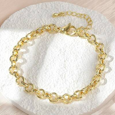 Brass Ring Link Chain Bracelets for Women Men